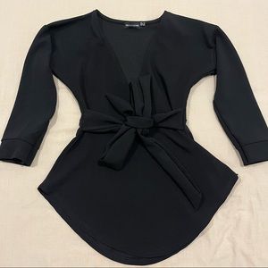 Black Tie Waist Blouse